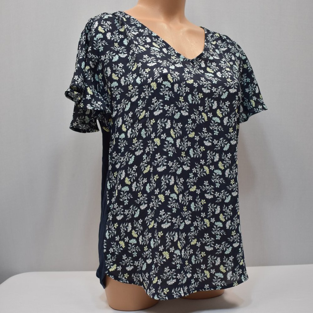 LOFT V NECK FLUTTER SLEEVES BLOUSE‎ XSM
